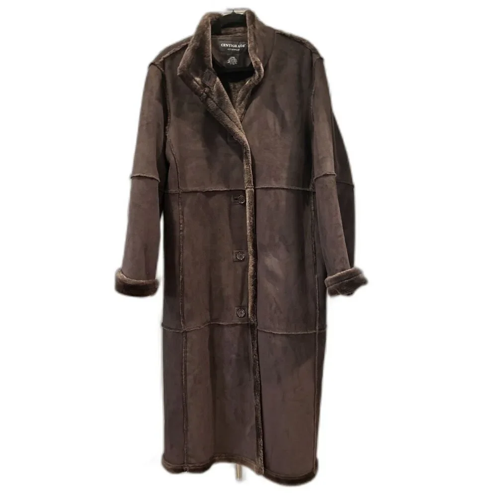 Centigrade Outerwear Brown Faux Suede Vintage Penny Lane Style Coat - Picture 2 of 9